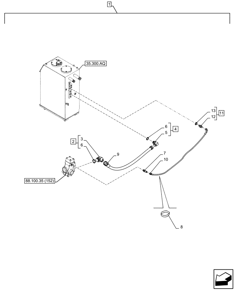 Схема запчастей Case CX210D LC - (88.100.35[155]) - DIA KIT, HAMMER CIRCUIT, HIGH FLOW, SHEARS, W/ ELECTRICAL PROPORTIONAL CONTROL, DIRECTIONAL CONTROL VALVE, LINE (88) - ACCESSORIES
