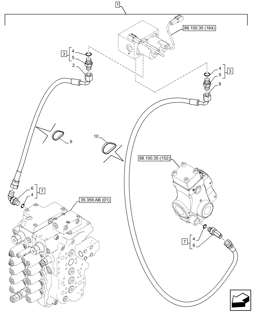 Схема запчастей Case CX160D LC - (88.100.35[167]) - DIA KIT, HAMMER CIRCUIT, HIGH FLOW, SHEARS, W/ ELECTRICAL PROPORTIONAL CONTROL, SOLENOID VALVE, LINE (88) - ACCESSORIES