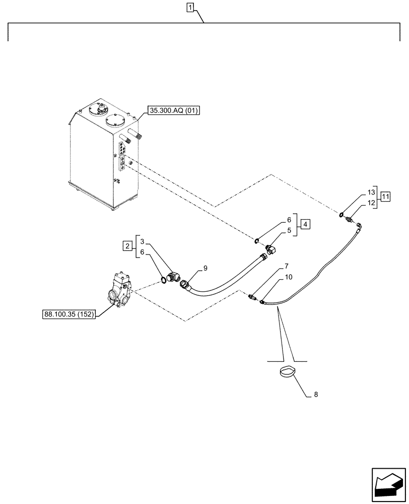 Схема запчастей Case CX250D LC - (88.100.35[155]) - DIA KIT, HAMMER CIRCUIT, HIGH FLOW, SHEARS, W/ ELECTRICAL PROPORTIONAL CONTROL, DIRECTIONAL CONTROL VALVE, LINE (88) - ACCESSORIES