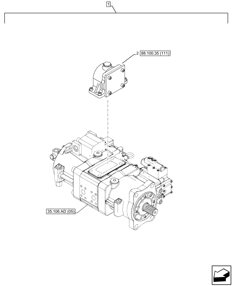 Схема запчастей Case CX350D LC - (88.100.35[106]) - DIA KIT, CLAMSHELL BUCKET, ROTATION, W/ ELECTRICAL PROPORTIONAL CONTROL, PTO (88) - ACCESSORIES