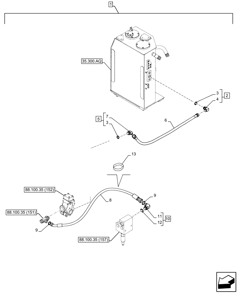 Схема запчастей Case CX300D LC - (88.100.35[155]) - DIA KIT, HAMMER CIRCUIT, HIGH FLOW, SHEARS, W/ ELECTRICAL PROPORTIONAL CONTROL, DIRECTIONAL CONTROL VALVE, LINE (88) - ACCESSORIES