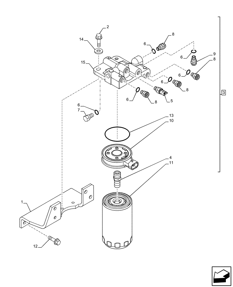 Схема запчастей Case F4HFE6131 B003 - (10.206.AG) - FUEL FILTER, COMPONENTS (10) - ENGINE