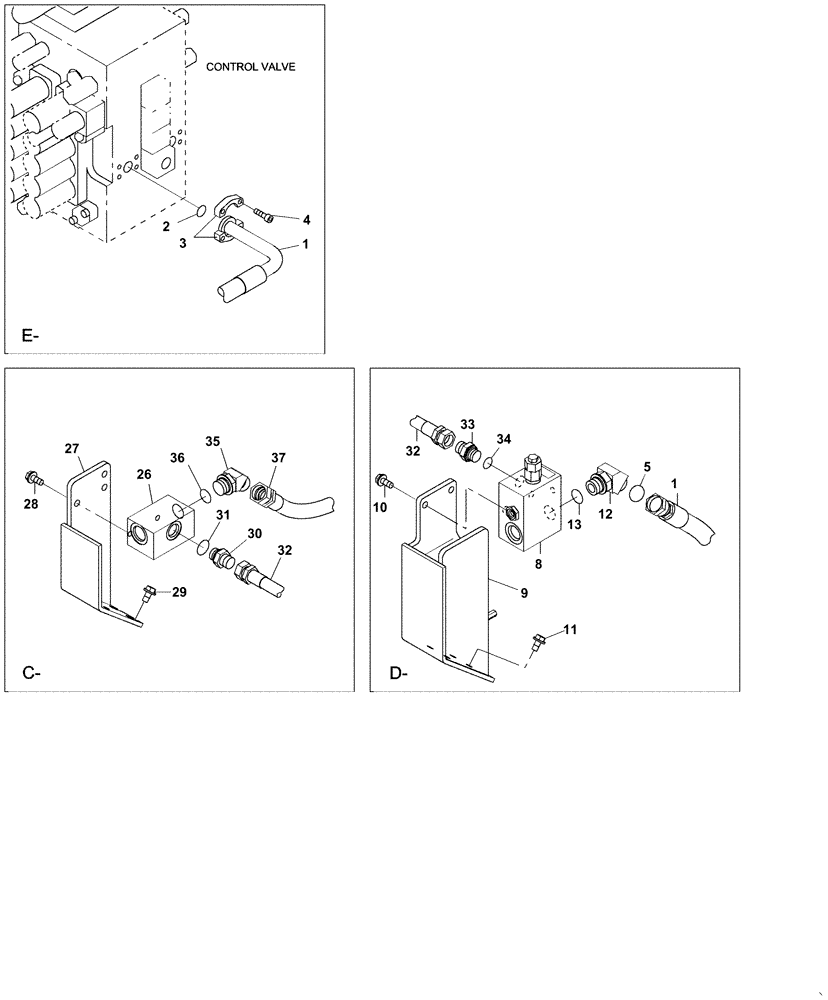 Схема запчастей Case CX350C - (08-029[01A]) - HYDRAULIC CIRCUIT - SINGLE ACTING CIRCUIT - OPTIONAL (08) - HYDRAULICS