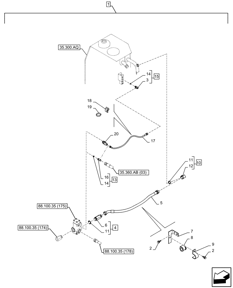 Схема запчастей Case CX350D LC - (88.100.35[177]) - DIA KIT, HAMMER CIRCUIT, HIGH FLOW, SHEARS, W/ ELECTRICAL PROPORTIONAL CONTROL, DIRECTIONAL CONTROL VALVE, LINE (88) - ACCESSORIES