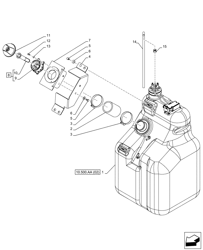 Схема запчастей Case CX210D NLC - (10.500.AA[01]) - DEF/ADBLUE™ TANK (10) - ENGINE