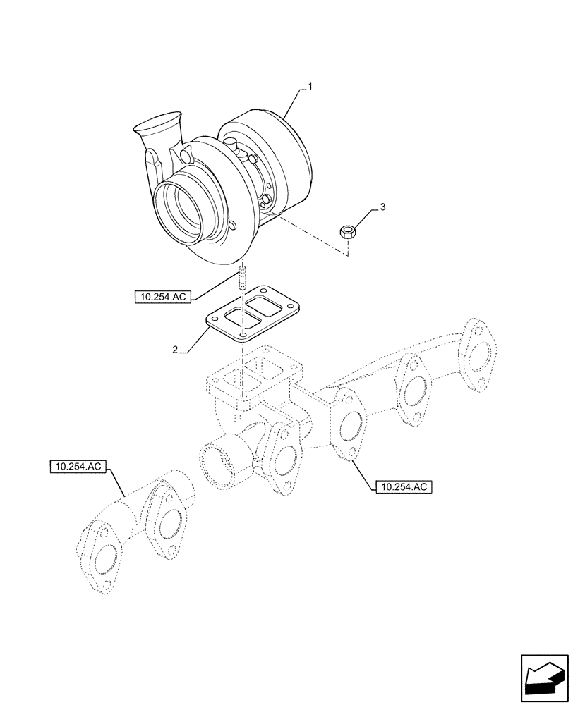 Схема запчастей Case F4HFE6131 B003 - (10.250.AC) - TURBOCHARGER (10) - ENGINE