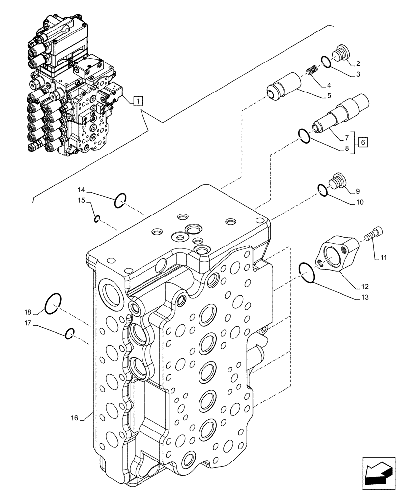 Схема запчастей Case CX130D - (35.359.AB[10]) - VAR - 461863 - CONTROL VALVE, CLAMSHELL BUCKET, ROTATION, W/ ELECTRICAL PROPORTIONAL CONTROL, COMPONENTS (35) - HYDRAULIC SYSTEMS