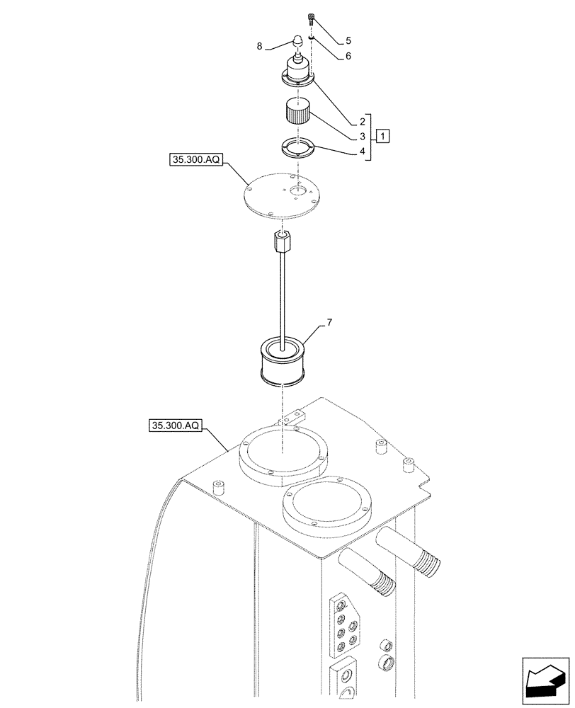 Схема запчастей Case CX210D NLC - (35.300.BE) - HYDRAULIC OIL RESERVOIR, BREATHER (35) - HYDRAULIC SYSTEMS