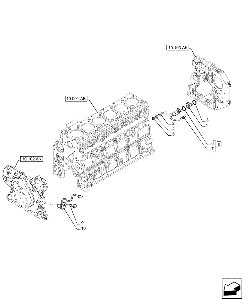 Схема запчастей Case F4HFE6131 B003 - (55.015.AC) - ENGINE SPEED / RPM SENSOR (55) - ELECTRICAL SYSTEMS