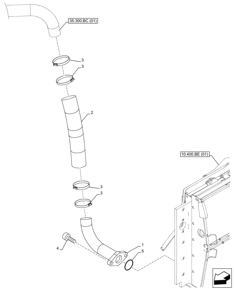 Схема запчастей Case CX210D NLC - (35.300.BC[02]) - OIL COOLER LINE (35) - HYDRAULIC SYSTEMS