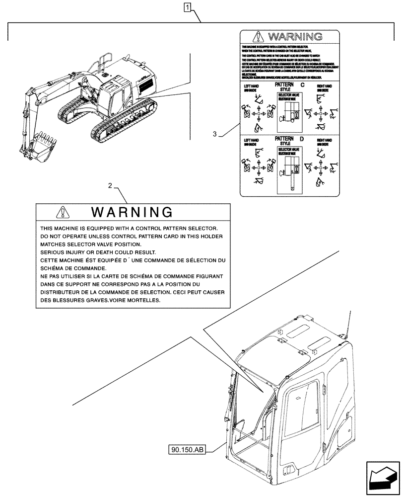 Схема запчастей Case CX210D LC LR - (88.100.35[200]) - DIA KIT, CONTROL PATTERN SELECTION, WARNING DECAL (88) - ACCESSORIES