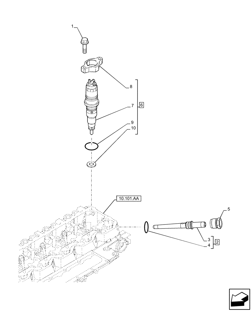 Схема запчастей Case F4HFE6131 B003 - (10.218.AF) - INJECTION EQUIPMENT - INJECTOR (10) - ENGINE