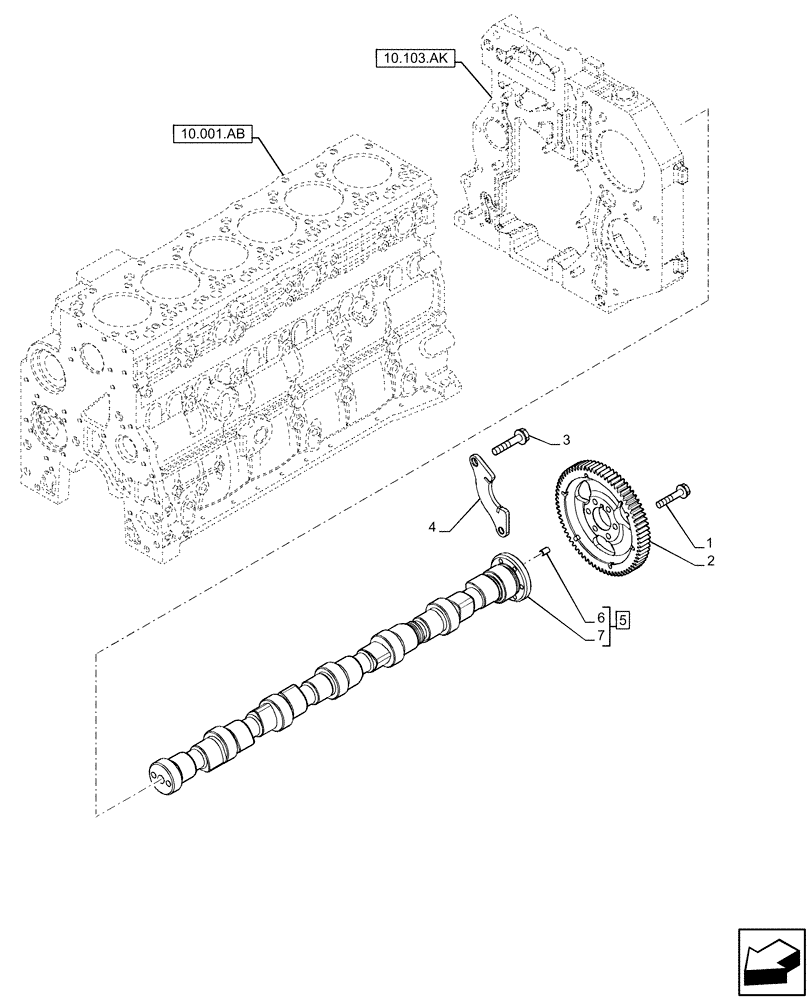 Схема запчастей Case F4HFE6131 B003 - (10.106.AG) - CAMSHAFT (10) - ENGINE