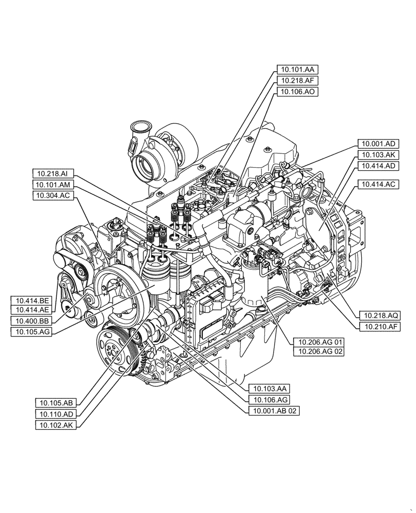Схема запчастей Case F4HFE6131 B003 - (10.000.00[01]) - SECTION INDEX - ENGINE (10) - ENGINE