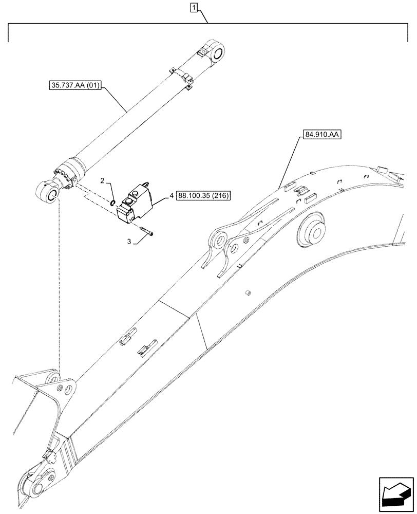 Схема запчастей Case CX300D LC - (88.100.35[209]) - DIA KIT, SAFETY VALVE, ARM, LIFT CYLINDER, CHECK VALVE (88) - ACCESSORIES