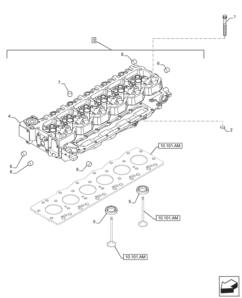 Схема запчастей Case F4HFE6131 B003 - (10.101.AA) - CYLINDER HEAD (10) - ENGINE