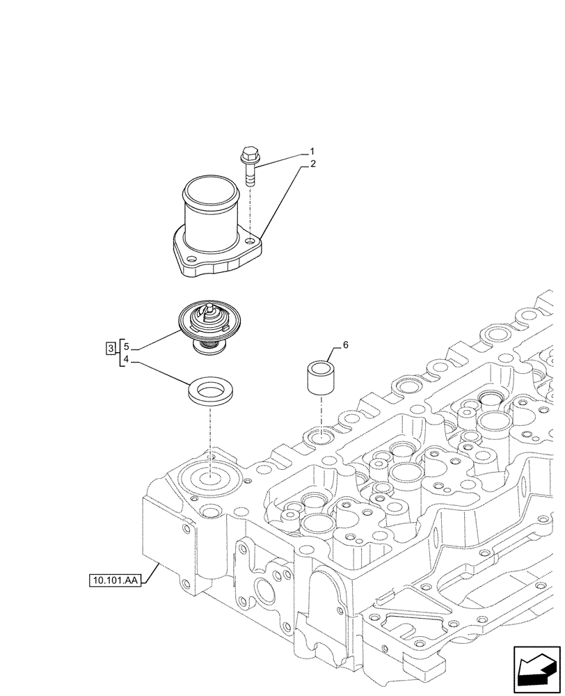 Схема запчастей Case F4HFE6131 B003 - (10.400.BC) - THERMOSTAT - ENGINE COOLING SYSTEM (10) - ENGINE