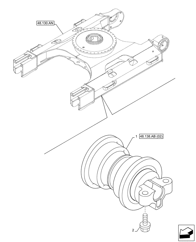 Схема запчастей Case CX210D NLC - (48.138.AB[01]) - TRACK ROLLER (48) - TRACKS & TRACK SUSPENSION