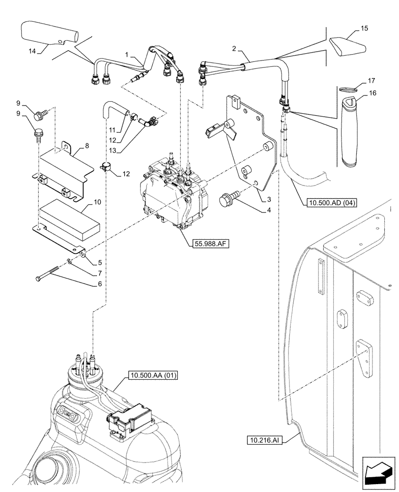 Схема запчастей Case CX210D NLC - (10.500.AD[01]) - DEF/ADBLUE™ TANK, SUPPLY LINES (10) - ENGINE