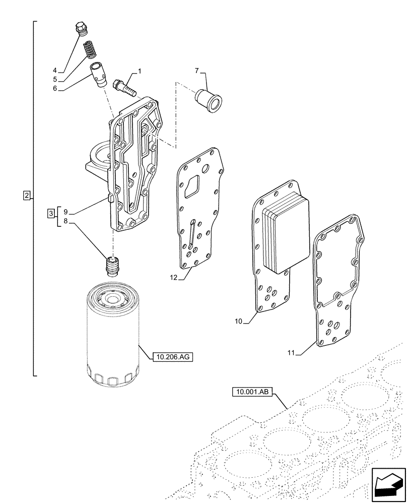 Схема запчастей Case F4HFE6131 B003 - (10.408.AC) - HEAT EXCHANGER, ENGINE (10) - ENGINE