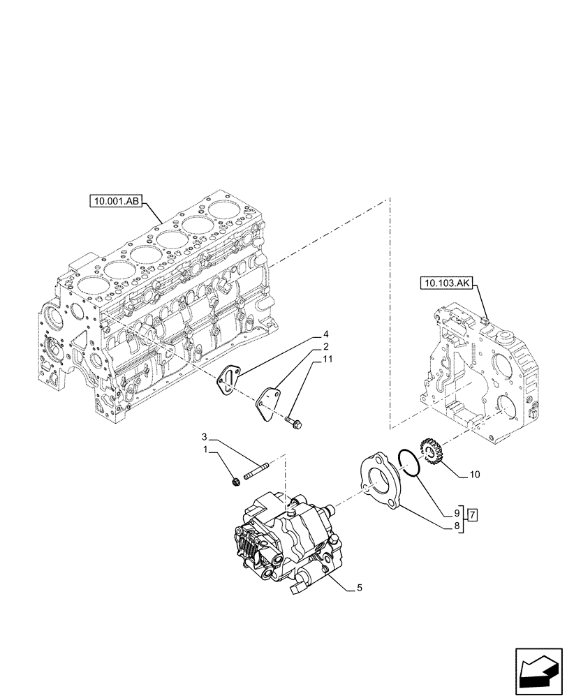 Схема запчастей Case F4HFE6131 B003 - (10.218.AQ) - INJECTION PUMP (10) - ENGINE