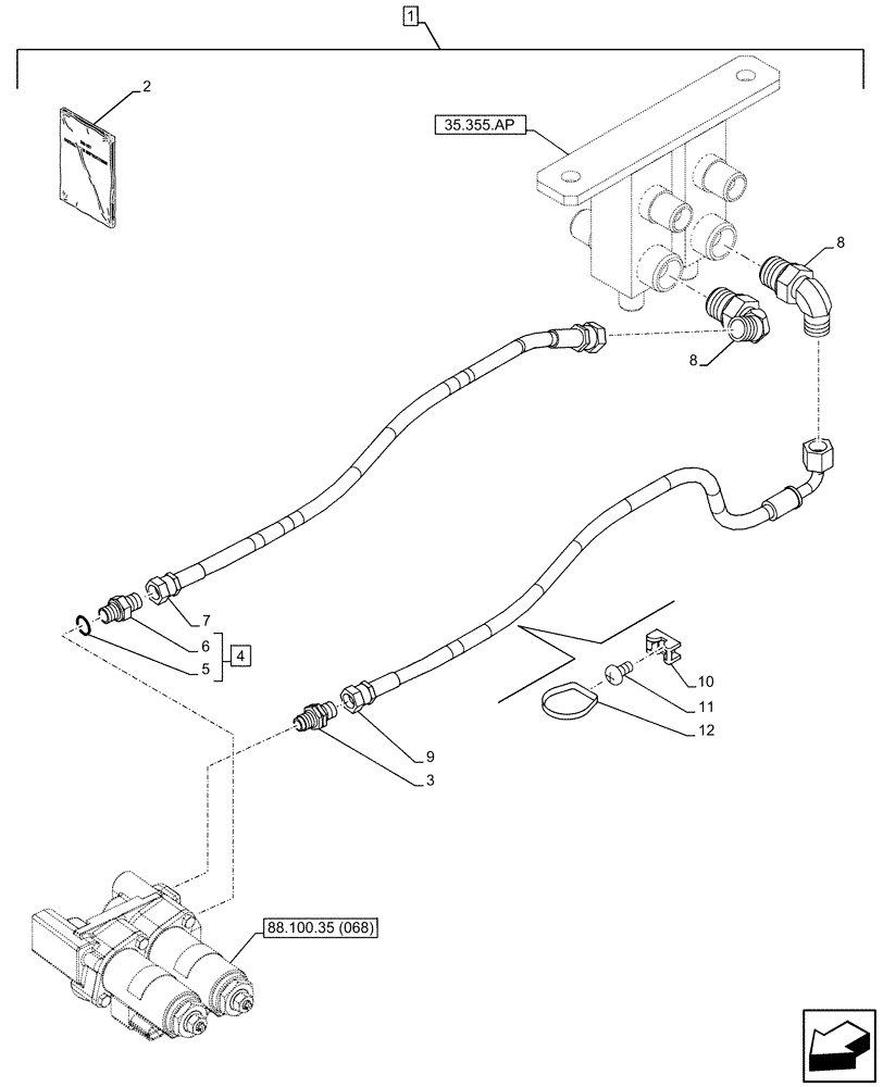 Схема запчастей Case CX210D LC LR - (88.100.35[062]) - DIA KIT, AUXILIARY CIRCUIT, SHEARS, W/ ELECTRICAL PROPORTIONAL CONTROL, LINE (88) - ACCESSORIES