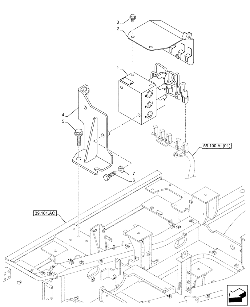 Схема запчастей Case CX210D NLC - (35.357.AG) - PILOT VALVE, SOLENOID, BLOCK (35) - HYDRAULIC SYSTEMS