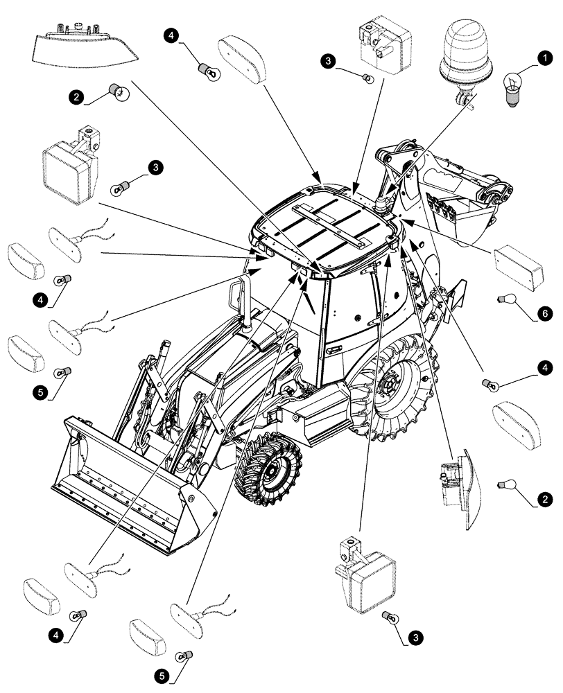 Схема запчастей Case 580SN WT - (05.100.04[04]) - MAINTENANCE PARTS - BULBS (05) - SERVICE & MAINTENANCE