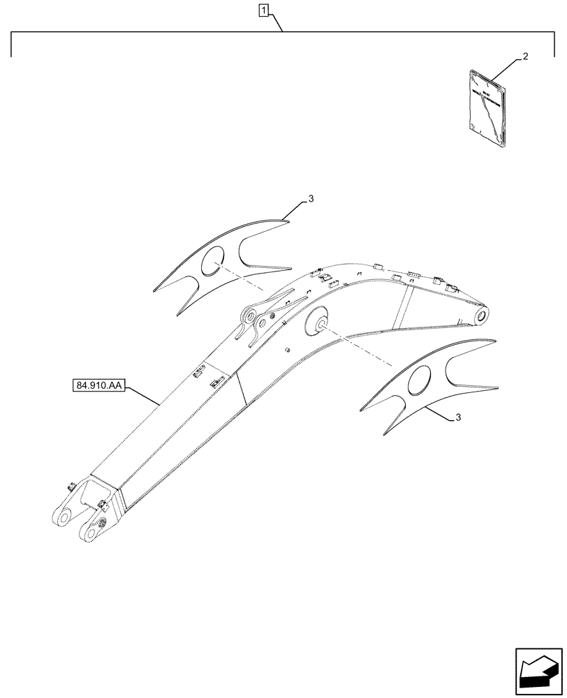 Схема запчастей Case CX250D LC - (88.100.84[04]) - DIA KIT, REINFORCEMENT, LONG EXCAVATOR ARM (L=3.5M), BOOM (88) - ACCESSORIES