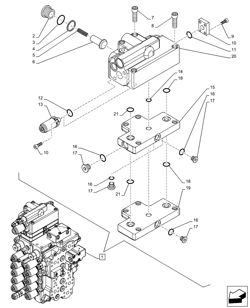 Схема запчастей Case CX130D - (35.359.AB[07]) - CONTROL VALVE, COMPONENTS (35) - HYDRAULIC SYSTEMS