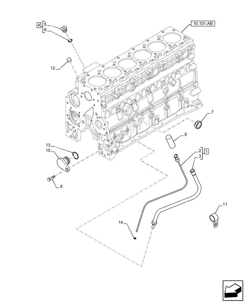 Схема запчастей Case F4HFE6131 B003 - (10.304.AS) - DIPSTICK, ENGINE OIL (10) - ENGINE