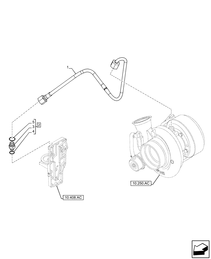 Схема запчастей Case F4HFE6131 B003 - (10.250.AD) - TURBOCHARGER OIL SUPPLY LINE (10) - ENGINE