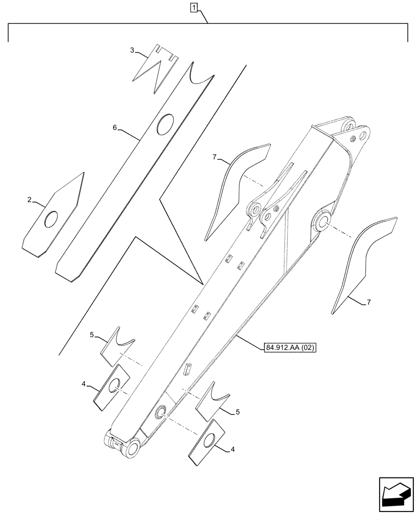 Схема запчастей Case CX250D LC - (88.100.84[03]) - DIA KIT, REINFORCEMENT, ARM (L=3M), STANDARD (88) - ACCESSORIES