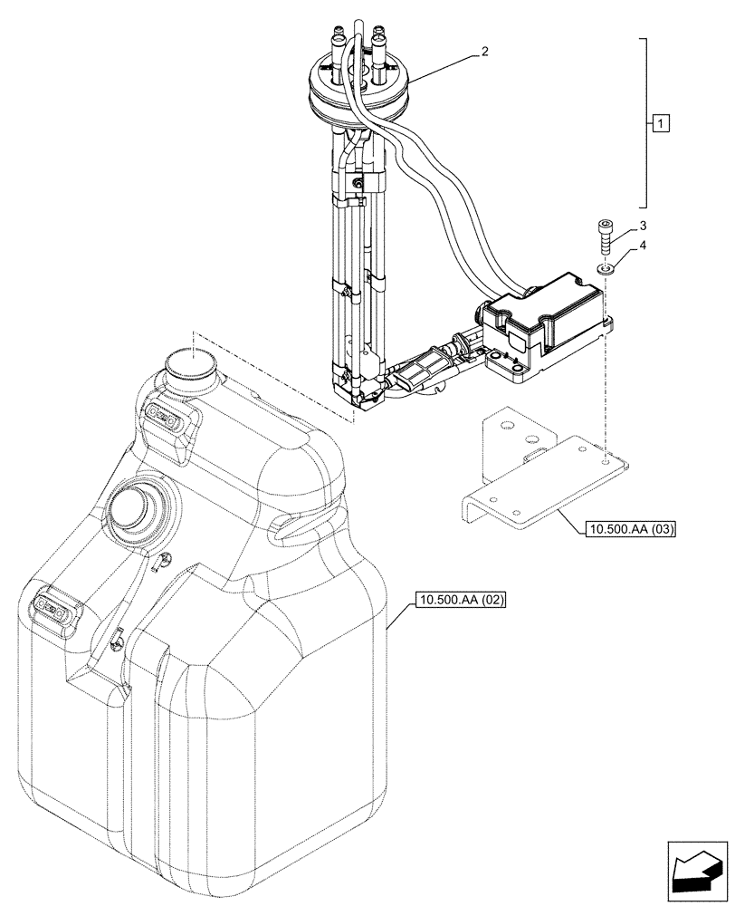 Схема запчастей Case CX210D NLC - (55.988.AN) - DEF/ADBLUE™ TANK, LEVEL, SENSOR (55) - ELECTRICAL SYSTEMS