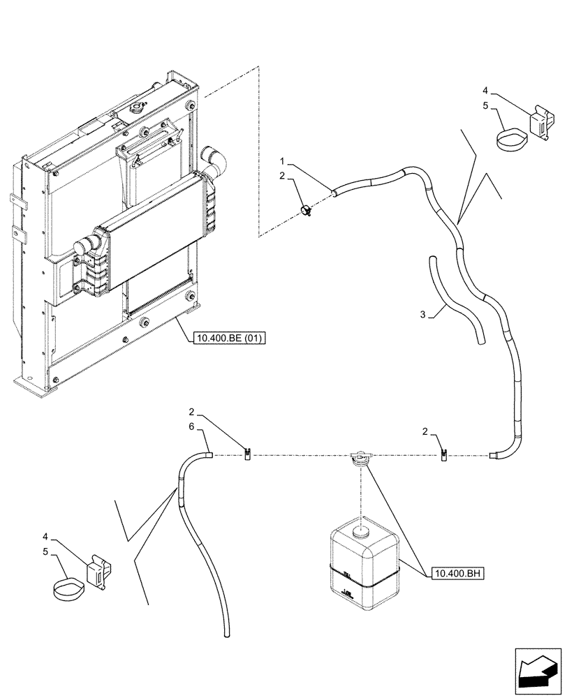 Схема запчастей Case CX210D NLC - (10.400.AK) - EXPANSION TANK, HOSE (10) - ENGINE