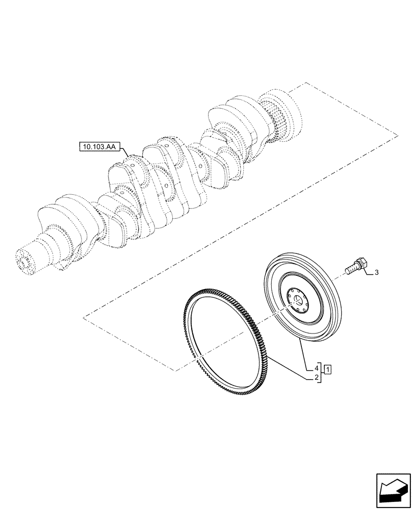 Схема запчастей Case F4HFE6131 B003 - (10.103.AH) - FLYWHEEL, ENGINE (10) - ENGINE