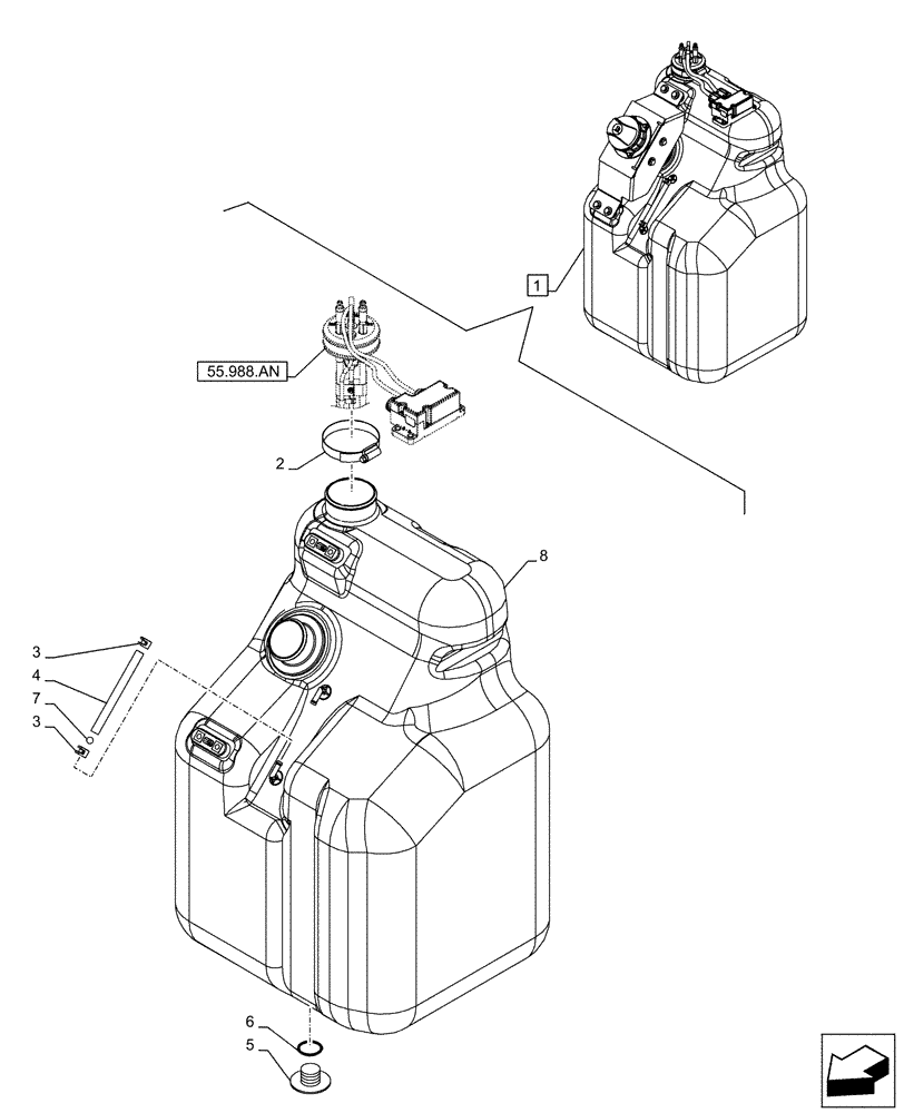 Схема запчастей Case CX210D NLC - (10.500.AA[02]) - DEF/ADBLUE™ TANK, COMPONENTS (10) - ENGINE