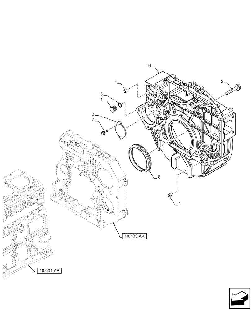 Схема запчастей Case F4HFE6131 B003 - (10.102.BE) - FLYWHEEL (10) - ENGINE