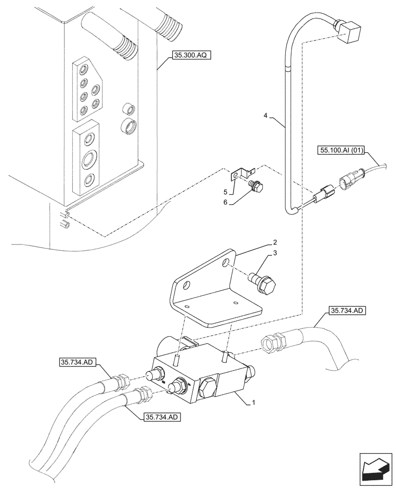 Схема запчастей Case CX210D NLC - (35.734.AC) - VAR - 781128 - QUICK COUPLER, SOLENOID VALVE (35) - HYDRAULIC SYSTEMS