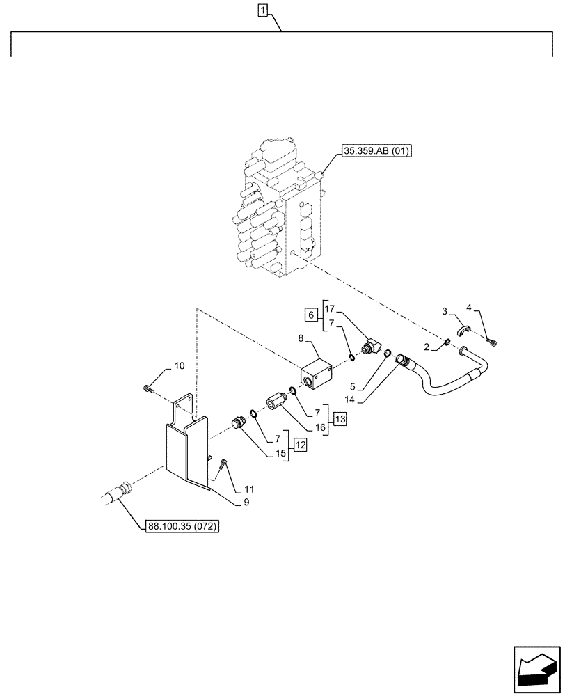 Схема запчастей Case CX350D LC - (88.100.35[070]) - DIA KIT, AUXILIARY CIRCUIT, SHEARS, W/ ELECTRICAL PROPORTIONAL CONTROL, BOOM, LINE (88) - ACCESSORIES