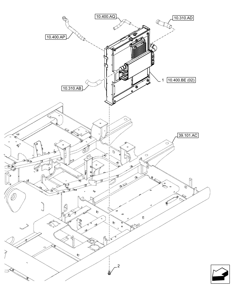 Схема запчастей Case CX210D NLC - (10.400.BE[01]) - RADIATOR (10) - ENGINE