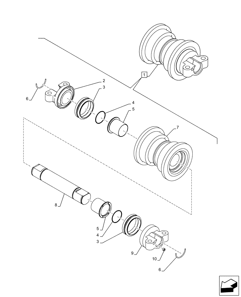 Схема запчастей Case CX210D NLC - (48.138.AB[02]) - TRACK ROLLER, COMPONENTS (48) - TRACKS & TRACK SUSPENSION