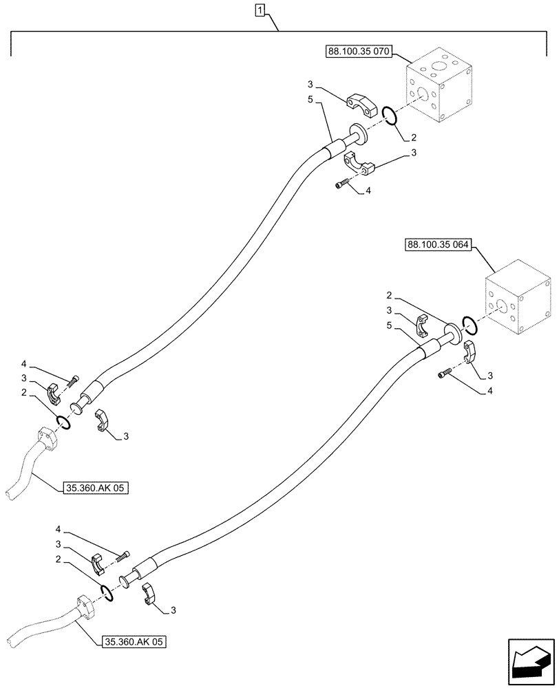 Схема запчастей Case CX490D LC - (88.100.35[071]) - DIA KIT, AUXILIARY CIRCUIT, SHEARS, W/ ELECTRICAL PROPORTIONAL CONTROL, BOOM, LINE (88) - ACCESSORIES