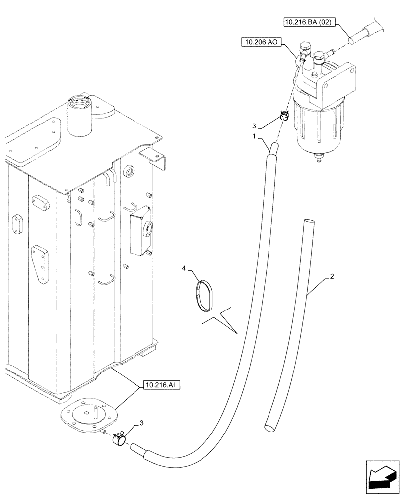 Схема запчастей Case CX210D NLC - (10.216.BA[04]) - FUEL LINE (10) - ENGINE