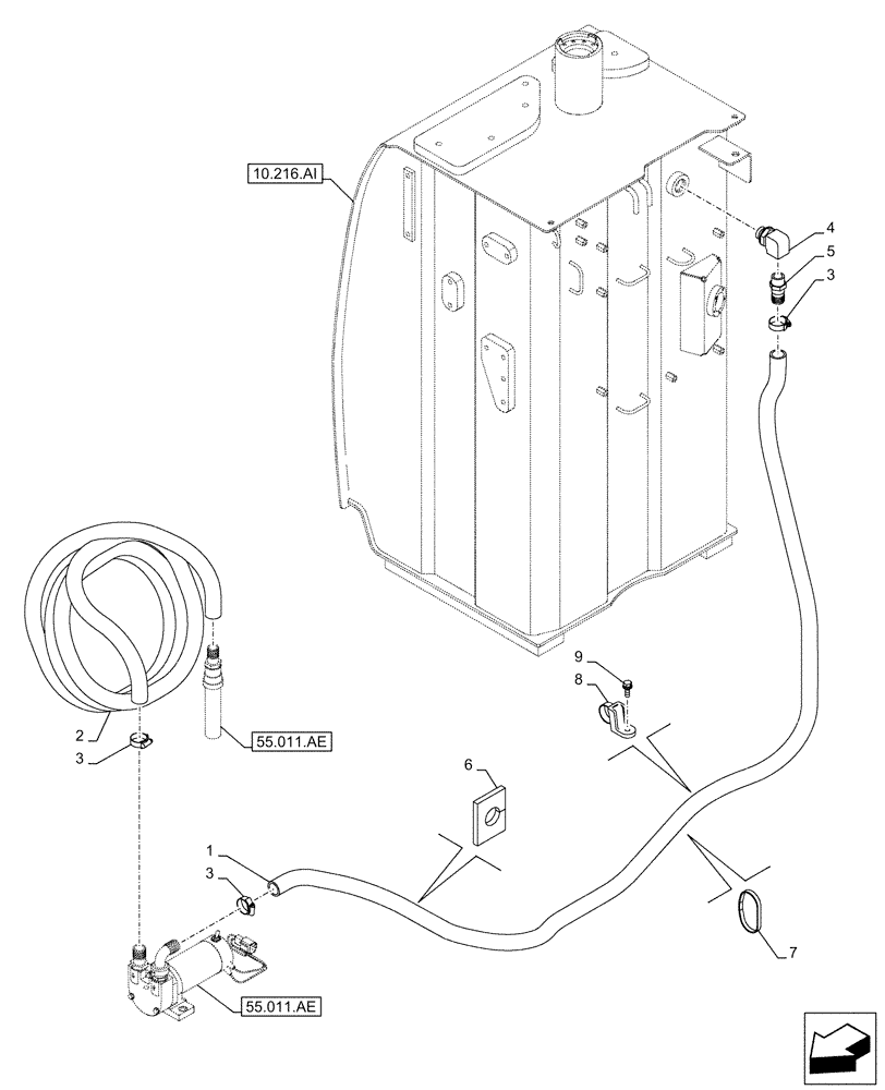 Схема запчастей Case CX210D NLC - (10.210.AF) - VAR - 481257 - FUEL TRANSFER PUMP, SUPPLY LINE (10) - ENGINE