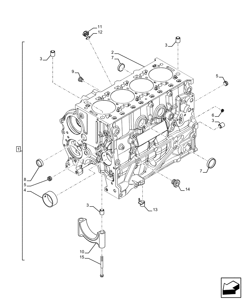 Схема запчастей Case F5HFL463A F001 - (10.001.AB) - CYLINDER BLOCK & RELATED PARTS (10) - ENGINE