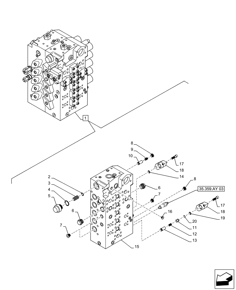 Схема запчастей Case CX500D LC - (35.359.AB[03]) - CONTROL VALVE, COMPONENTS (35) - HYDRAULIC SYSTEMS