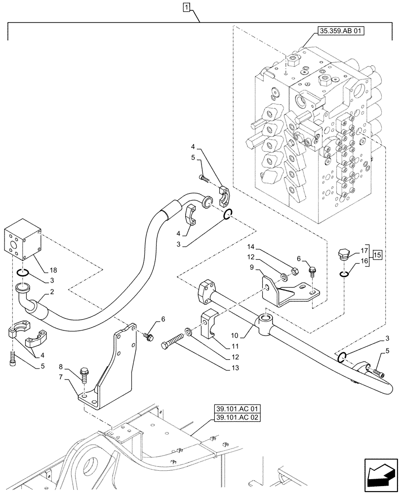 Схема запчастей Case CX490D LC - (88.100.35[070]) - DIA KIT, AUXILIARY CIRCUIT, SHEARS, W/ ELECTRICAL PROPORTIONAL CONTROL, LINE (88) - ACCESSORIES