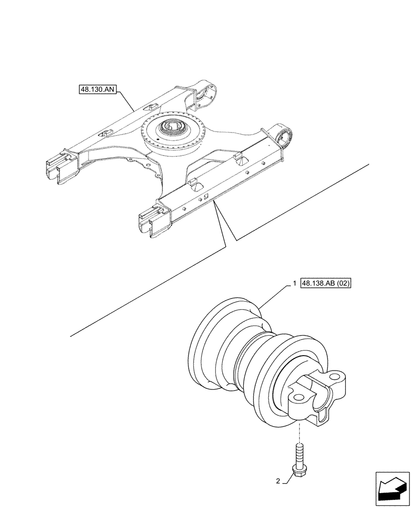 Схема запчастей Case CX160D LC - (48.138.AB[01]) - TRACK ROLLER (48) - TRACKS & TRACK SUSPENSION