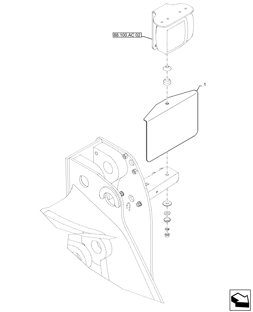 Схема запчастей Case 721F - (88.100.AC[02]) - VAR - 482140 - FRONT LICENSE PLATE SUPPORT (88) - ACCESSORIES